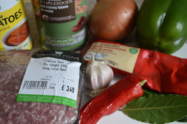 Beef Chilli ingredients