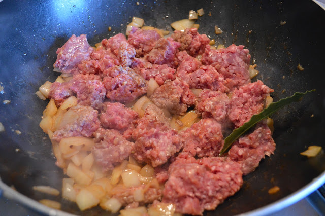 Beef mince frying with onions