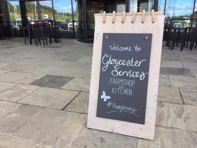 Welcome sign at Gloucester Services 