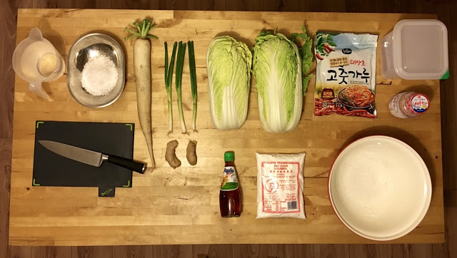 Ingredients for making mat kimchi at home