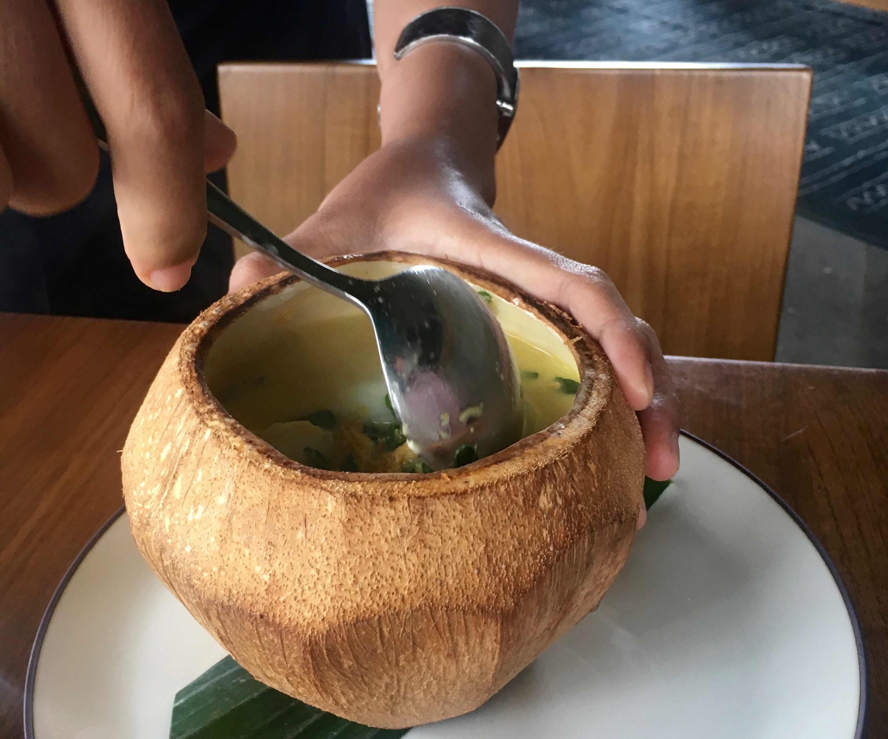 moringe leaves & snake gourd cooked with fresh coconut milk